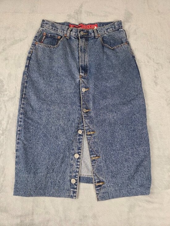 Buffalo David Bitton Dresses & Skirts - Vintage 90s/Y2K Buffalo "Forever a Legend" Button-Front Denim Midi Skirt Button
